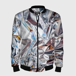 Мужской бомбер 3D Зеркальная металическая фольга текстура 