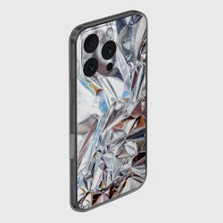 Чехол для iPhone 16 Pro силиконовый с защитой камеры Зеркальная металическая фольга текстура  - фото 2
