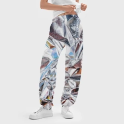 Женские джоггеры оверсайз 3D Зеркальная металическая фольга текстура  - фото 2