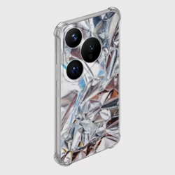 Чехол для Huawei Pura 70 Зеркальная металическая фольга текстура  - фото 2