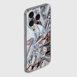Чехол для iPhone 15 Pro Max силиконовый с защитой камеры Зеркальная металическая фольга текстура  - фото 2