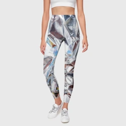 Леггинсы 3D Зеркальная металическая фольга текстура  - фото 2