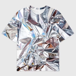 Мужская футболка oversize 3D Зеркальная металическая фольга текстура 