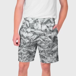 Мужские шорты 3D Серебряная фольга - мятая текстура