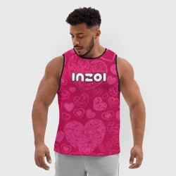 Мужская спортивная майка 3D Inzoi лого на розовых сердечках  - фото 2