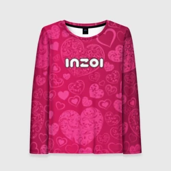 Женский лонгслив 3D Inzoi лого на розовых сердечках 