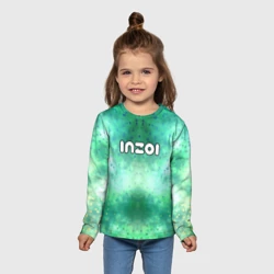 Детский лонгслив 3D Inzoi белый логотип на зеленом фоне - фото 2
