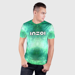 Мужская футболка 3D Slim Inzoi белый логотип на зеленом фоне - фото 2