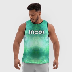 Мужская спортивная майка 3D Inzoi белый логотип на зеленом фоне - фото 2