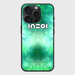 Чехол силиконовый для Apple iPhone 15 Pro матовый Inzoi белый логотип на зеленом фоне