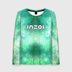 Женский лонгслив 3D Inzoi белый логотип на зеленом фоне