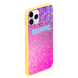 Чехол для iPhone 11 Pro Max матовый Inzoi лого и розовые блестки - фото 2
