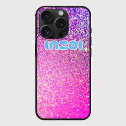 Чехол силиконовый для Apple iPhone 15 Pro матовый Inzoi лого и розовые блестки 