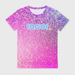 Женская футболка 3D Inzoi лого и розовые блестки 
