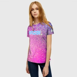 Женская футболка 3D Inzoi лого и розовые блестки  - фото 2