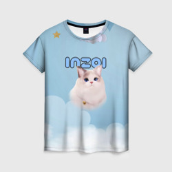 Женская футболка 3D Inzoi котик и облачка 