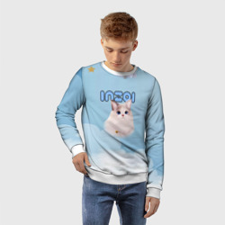 Детский свитшот 3D Inzoi котик и облачка  - фото 2