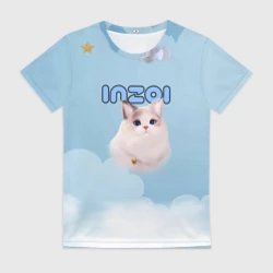 Женская футболка 3D Inzoi котик и облачка 