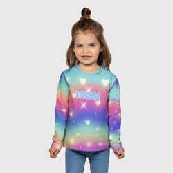 Детский лонгслив 3D Inzoi радужный фон и сердечки - фото 2