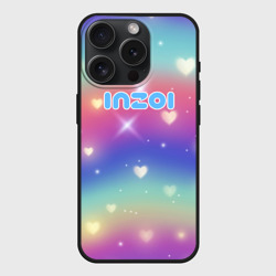 Чехол силиконовый для Apple iPhone 15 Pro матовый Inzoi радужный фон и сердечки