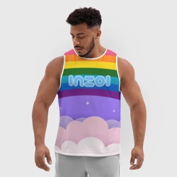 Мужская спортивная майка 3D Inzoi логотип на радуге - фото 2
