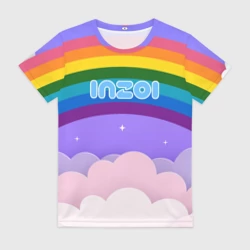 Женская футболка 3D Inzoi логотип на радуге