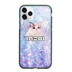 Чехол для iPhone 11 Pro Max матовый Inzoi белые блестки с котом