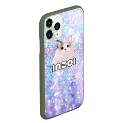 Чехол для iPhone 11 Pro Max матовый Inzoi белые блестки с котом - фото 2