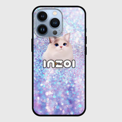 Чехол для iPhone 13 Pro Inzoi белые блестки с котом