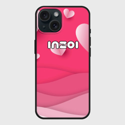 Чехол силиконовый для Apple iPhone 15 матовый Inzoi розовые сердечки