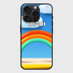 Чехол силиконовый для Apple iPhone 15 Pro матовый Inzoi объемная радуга и облака