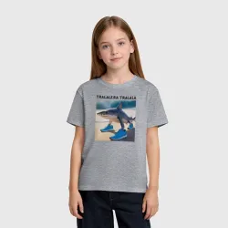 Детская футболка хлопок Tralalera tralala - shark - brainrot meme - фото 2