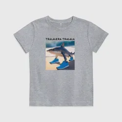 Детская футболка хлопок Tralalera tralala - shark - brainrot meme