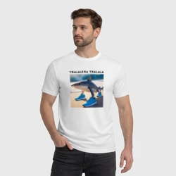 Мужская футболка хлопок Tralalera tralala - shark - brainrot meme - фото 2