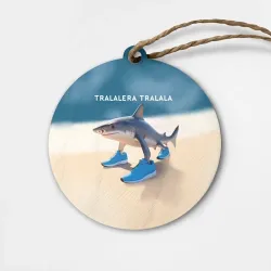 Деревянная игрушка круг Акула в кроссовках - Тралалера Тралала брейнрот мем