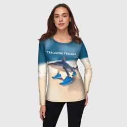 Женский лонгслив 3D Акула в кроссовках - Тралалера Тралала брейнрот мем - фото 2