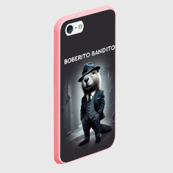 Чехол для iPhone 5/5S матовый Бобер бандин мем - фото 2
