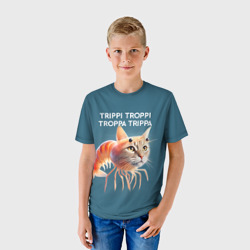 Детская футболка 3D Trippi troppi troppa trippa - brainrot cat meme - фото 2