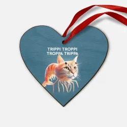 Деревянная игрушка Сердце Trippi troppi troppa trippa - brainrot cat meme
