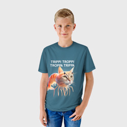 Детская футболка 3D Trippi troppi troppa trippa - brainrot cat meme - фото 2