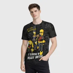 Мужская футболка 3D Family Heavy Metall симпсоны - фото 2