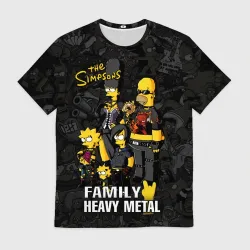 Мужская футболка 3D Family Heavy Metall симпсоны