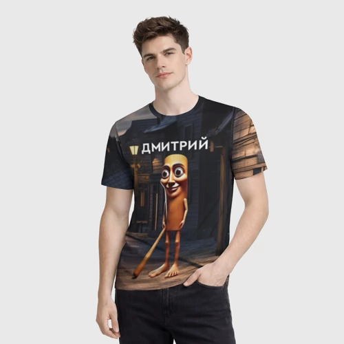 Мужская футболка 3D с принтом Дмитрий с битой - Тун Тун Тун Сахур мем, фото на моделе #1