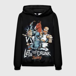 Мужская толстовка 3D Cartoon drunk stars - lets drunk today 