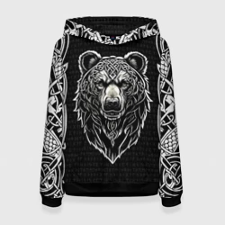 Женская толстовка 3D Медведь в кельтском стиле и рунах