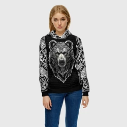 Женская толстовка 3D Медведь в кельтском стиле и рунах - фото 2