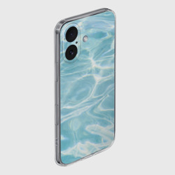 Чехол для iPhone 16 силиконовый с защитой камеры Голубая вода текстура  - фото 2