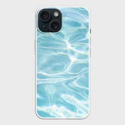 Чехол силиконовый для Apple iPhone 15 матовый Голубая вода текстура 