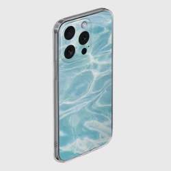 Чехол для iPhone 15 Pro Max силиконовый с защитой камеры Голубая вода текстура  - фото 2