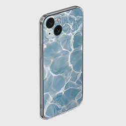 Чехол для iPhone 15 силиконовый с защитой камеры Лазурная водная гладь текстура  - фото 2